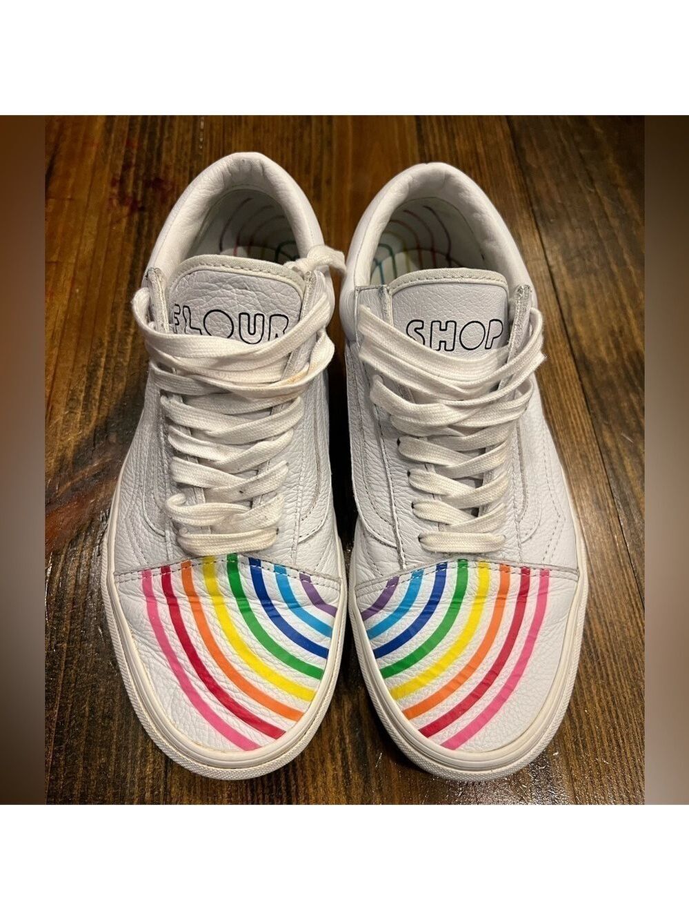 Vans x Flour Shop Rainbow Leather Low Top Sneakers